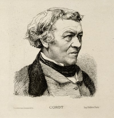 Portret van Camille Corot (1796-1875) 1861 door Felix Bracquemond